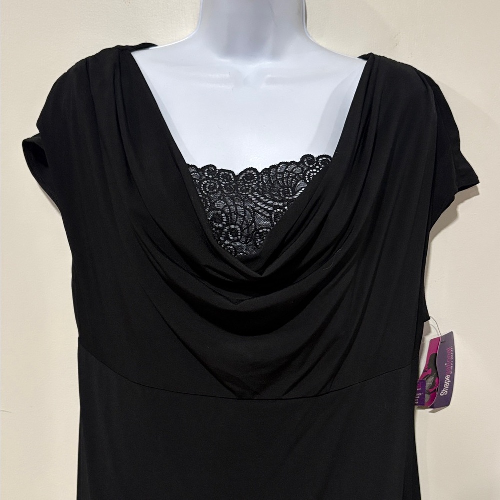 NWT Shapesational Slimming Black Cowl Neck Lace Dress